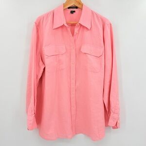 Ralph Lauren Pink 100% Linen Button Down Shirt Top Size 1X Pockets Summer Casual